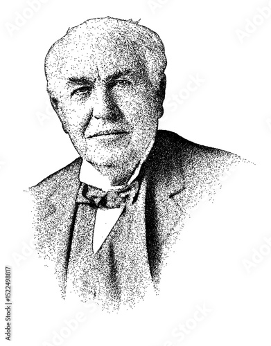 Fotografía Portrait of American inventor Thomas Edison in vintage stipple engraving style i