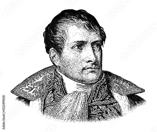 Fotografie Portrait of French emperor Napoleon Bonaparte in vintage stipple engraving style