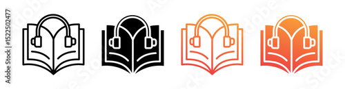 Listening Multi Style Icon Set Vector 