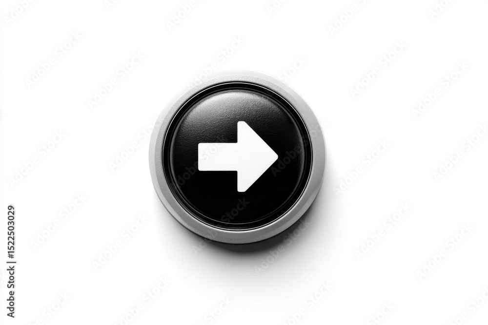 Minimal black button with white right arrow icon, isolated on white background, symbolizing direction, navigation, or forward movement, modern and simple design Minimal black button with white right arrow icon, isolated on white background, symbolizing direction, navigation, or forward movement, modern and simple design