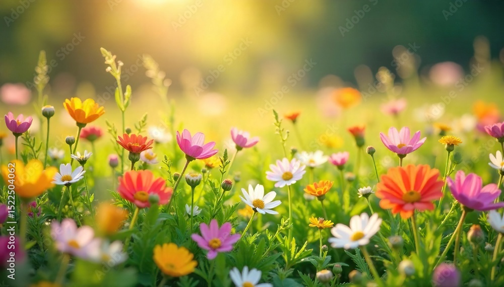 A vibrant spring meadow bursting with wildflowers, sunlight illuminating delicate petals and swaying grasses, conveying a feeling of joy and freedom , cheerful, ecology, meadow A vibrant spring meadow bursting with wildflowers, sunlight illuminating delicate petals and swaying grasses, conveying a feeling of joy and freedom , cheerful, ecology, meadow