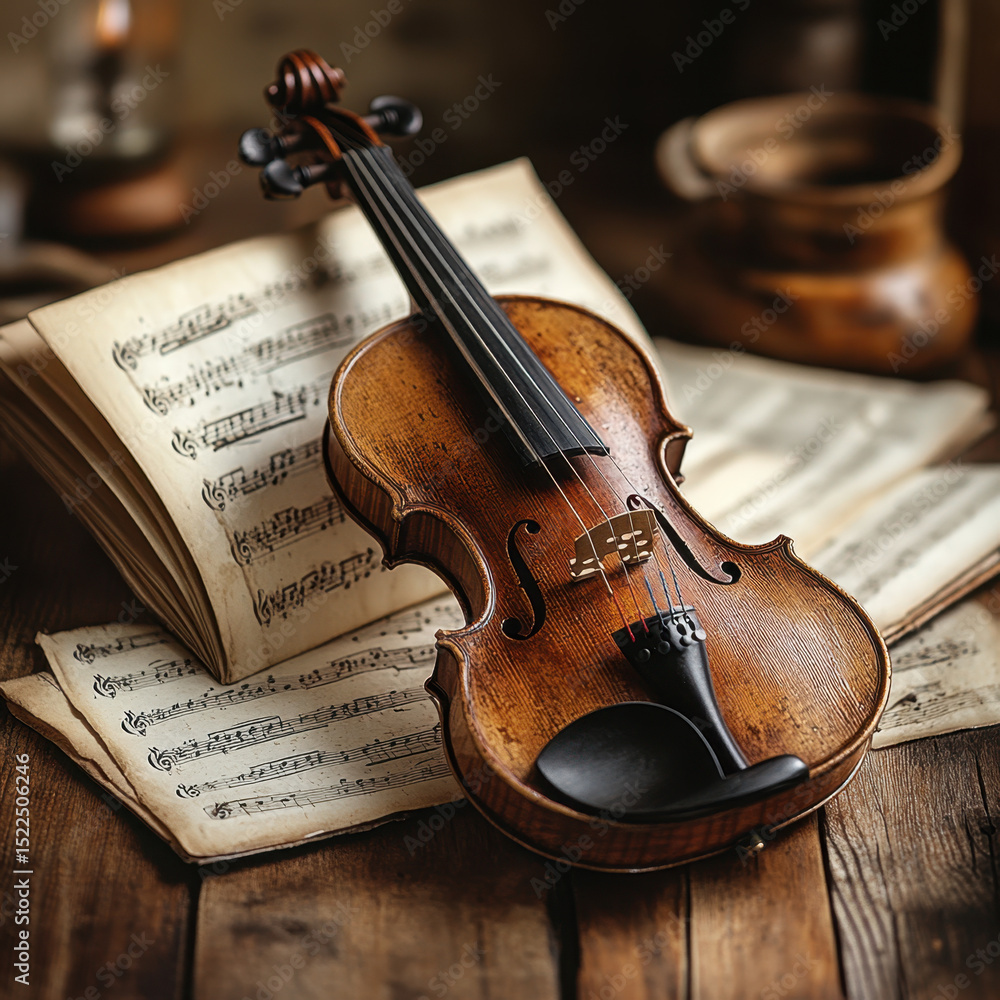 Fototapeta premium Violin on old book.
