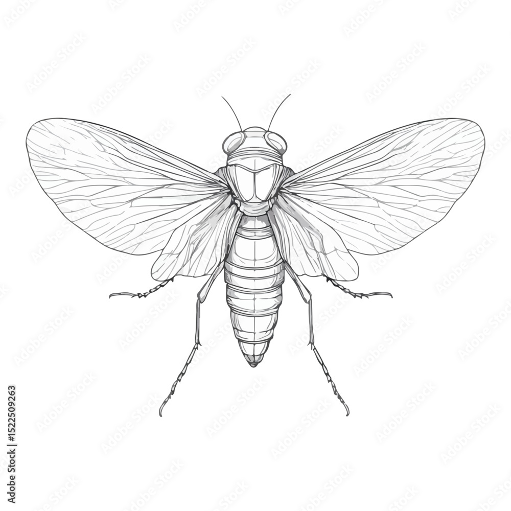 Fototapeta premium cicada, insect, animal, vector, transparent background, creature, cicadidae, isolated, nature, wings, small