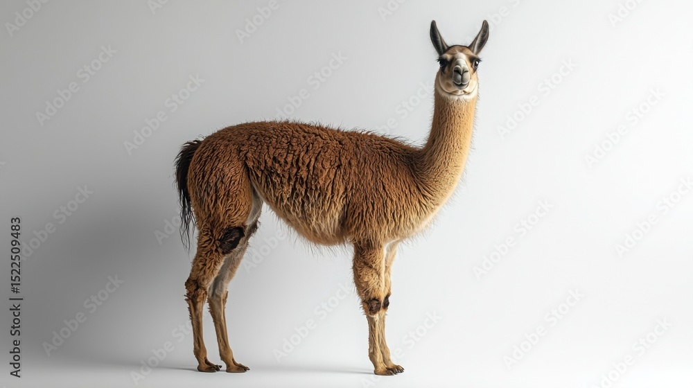 Obraz premium Majestic Llama: Exotic Wildlife with Gentle Demeanor - An Andean Heritage Mammal in Natural Browns Tones