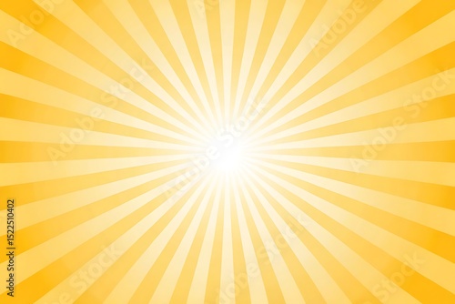 Radiant Yellow Burst Background with Central White Glow Sunbeam Effect Retro Design Optimistic and Cheerful Abstract Vector Illustration