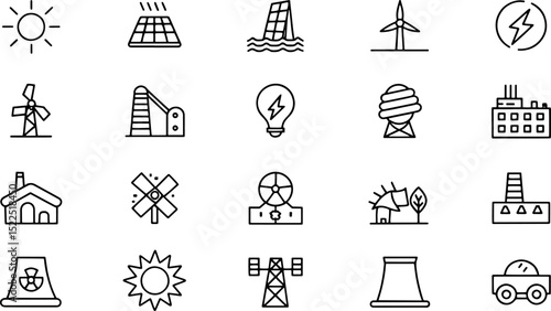 energy and industry linear icons collection.eps