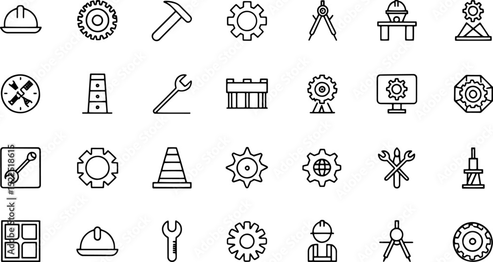Fototapeta premium engineering and manufacturing line icons collectio.eps