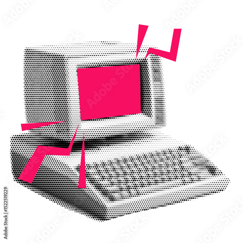 Retro Computer Collage Element