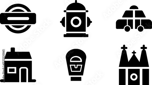 Modern Rounded Filled City Designe Icon Set