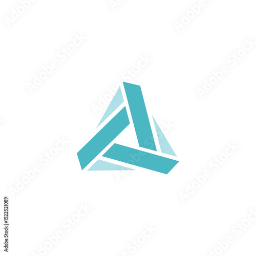 Abstract Teal Triangle Logo with Intersecting Geometric Lines