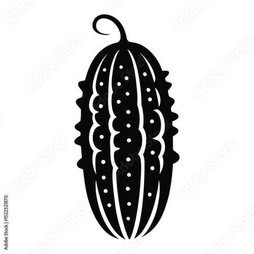 Bitter Melon Silhouette, Vector, Illustration, Icon, Logo, White Background.