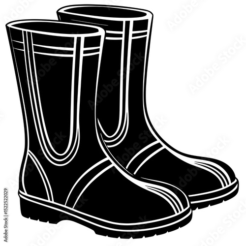 black rubber boots