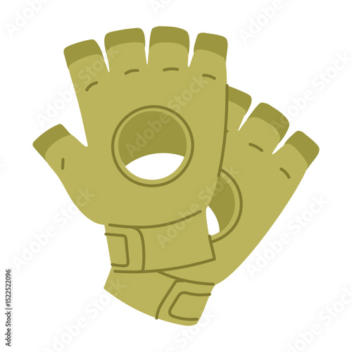 Gloves for sports. Pull-ups, heavy lifting. Sports, fitness. Flat color isolated. It is suitable for applications, websites, blogs about training, yoga, health, rehabilitation and an active lifestyle