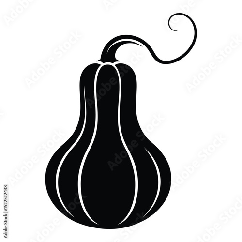 Cushaw Squash Silhouette, Vector, Illustration, Icon, Logo, White Background.