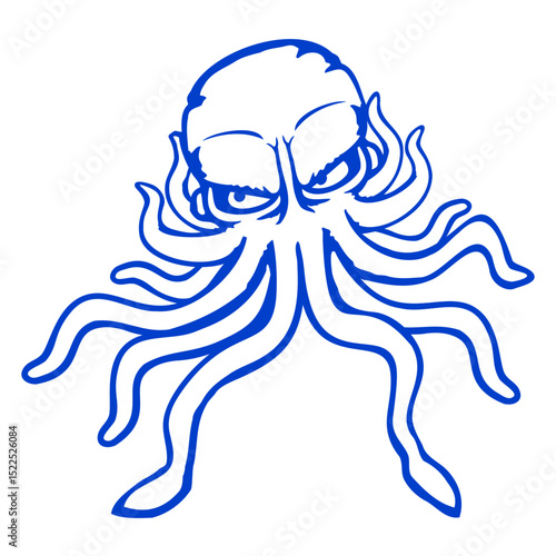 Octopus squid cephalopod cool tentacle sea monster Isolated Vector Graphic Design Illustration

