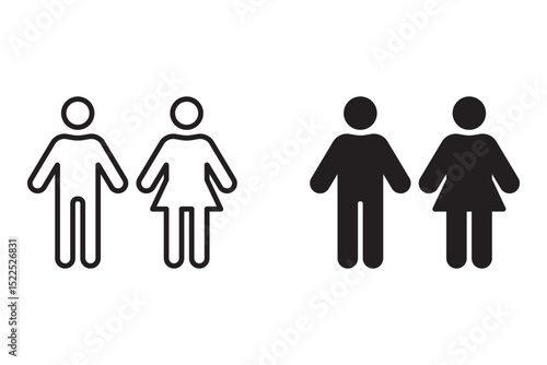 Male and female icon set. thin lines for web and mobile, modern minimalist flat design.