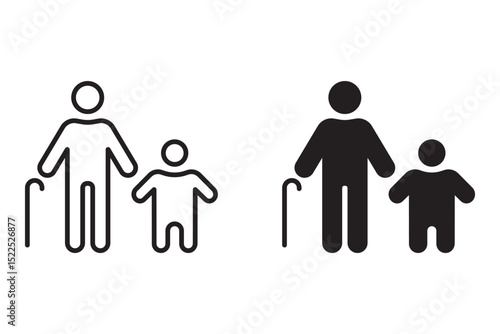 family icon set. contains grandfather and grandson