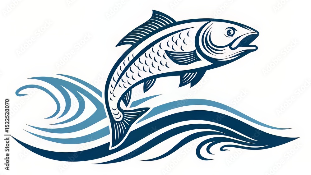 Naklejka premium Tattoo-Inspired Tuna Illustration with Intense Lines and Stylized Motion