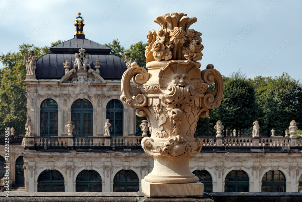 Intricate stone vase at Zwinger Palace in Dresden Intricate stone vase at Zwinger Palace in Dresden