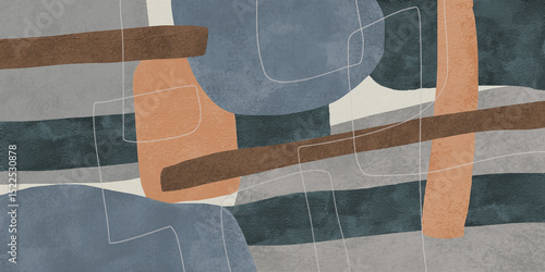 Bild auf Leinwand Contemporary abstract painting with bold lines and geometric shapes, perfect for