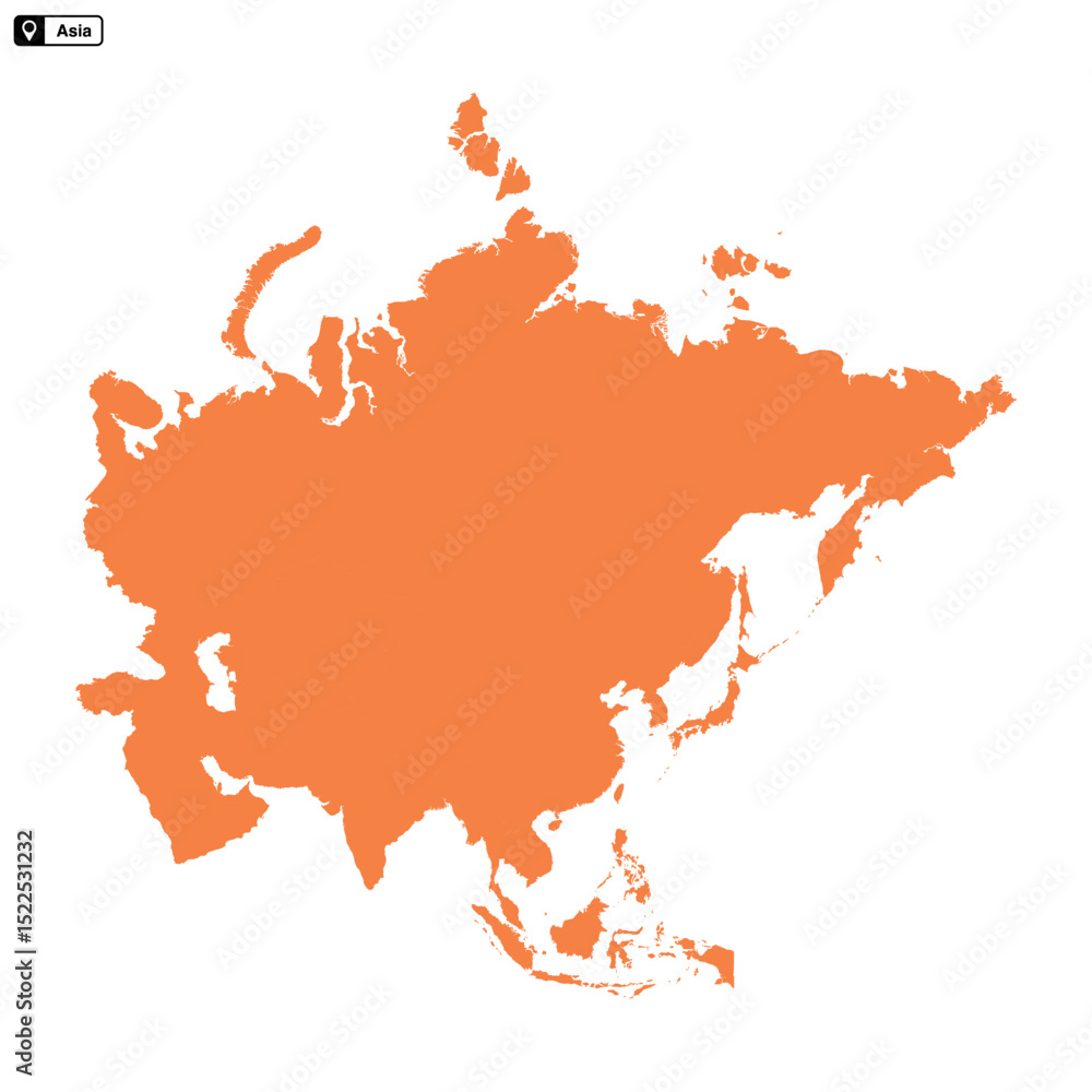 Obraz premium Asia continent map vector isolated on transparent background