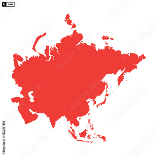 Asia continent map vector isolated on transparent background