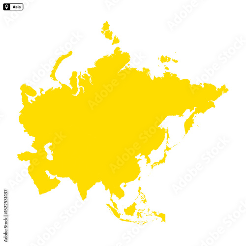 Asia continent map vector isolated on transparent background