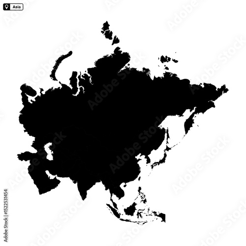 Asia continent map vector isolated on transparent background