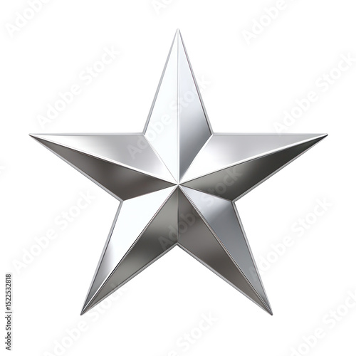  Silver Star Shape Illustration on Transparent Background