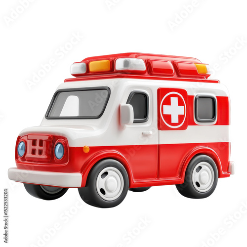 Wallpaper Mural Cartoon Ambulance Toy Red and White Healthcare Transportation Emergency on transparent background Torontodigital.ca