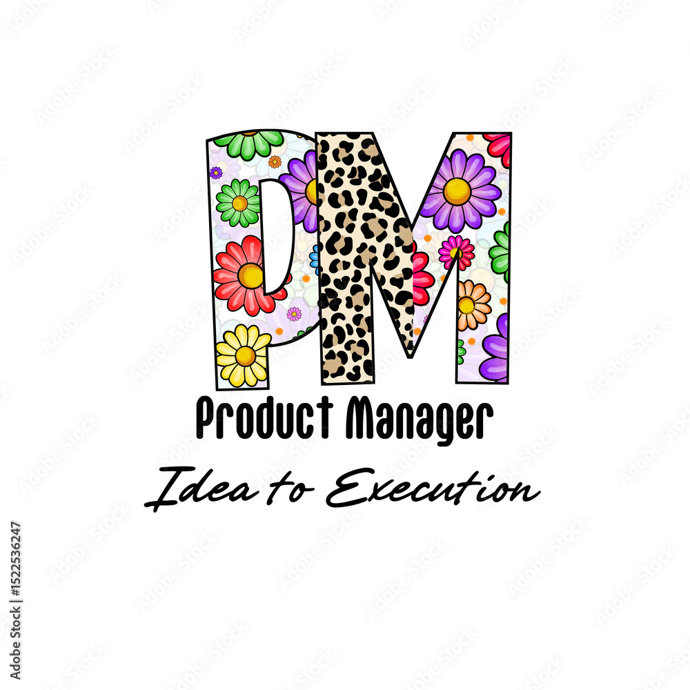 Fototapeta premium Colorful PM Design with Flowers and Leopard Print