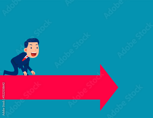 Competition. Businessman ready to take off