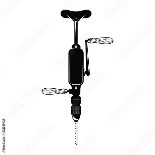 Canvastavla Old Hand Drill vintage classic retro silhouette icon vector illustration design