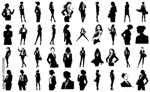 Business Women Silhouette Collection: Diverse Poses and Styles