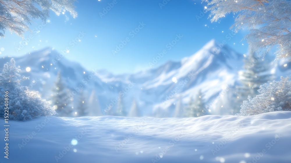 Obraz premium Snowy Winter Landscape Mountains Snow Trees Winter Wonderland Background
