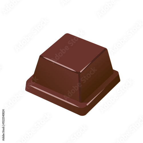 Chocolate cube vector illustration of sweet brown dessert isolated on white background realistic cocoa candy block design