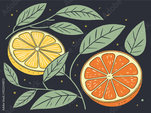 Seamless tropical citrus fruit pattern featuring fresh orange, lemon, and lime slices, a healthy and juicy vector illustration
