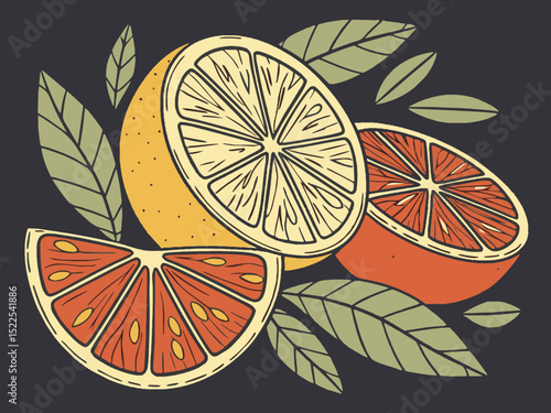 Seamless pattern of healthy citrus fruit slices including lemon, orange, and lime creates a vibrant, juicy background