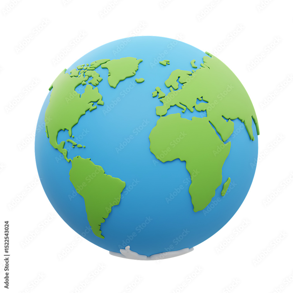 Fototapeta premium Isometric globe showing world geography