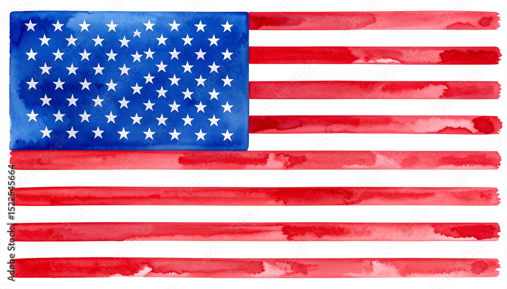 Naklejka premium American Flag Watercolor Painting