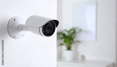 White Security Camera Mounted on a Wall