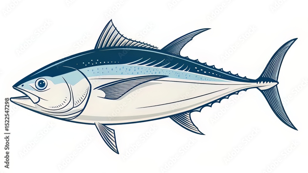 Naklejka premium A detailed yet simple tuna vector with fine contour shaping and realistic silhouette.