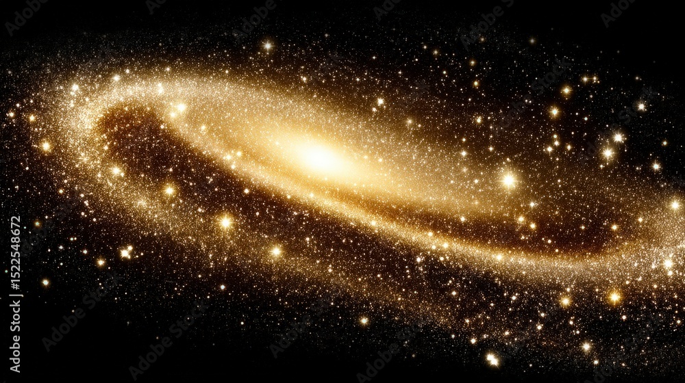 Fototapeta premium Golden Galaxy Nebula Cosmic Background Space Stars Night Sky Astronomy Universe Spi