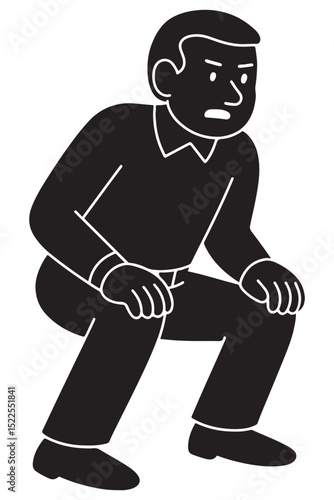 Wallpaper Mural Silhouette of a man checking surroundings in a low-squat position Torontodigital.ca