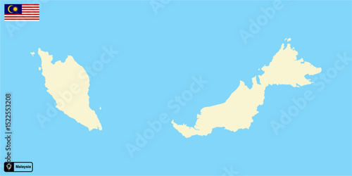Canvas Print Malaysia country map vector isolated on transparent background