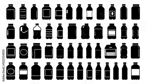 Various black plastic bottle silhouettes