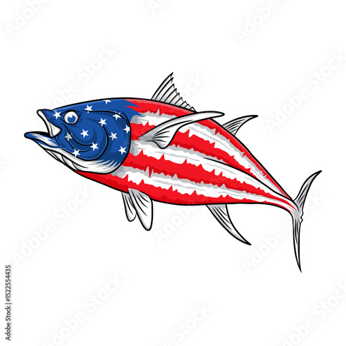 tuna american flag fishing illustration logo vector image t shirt