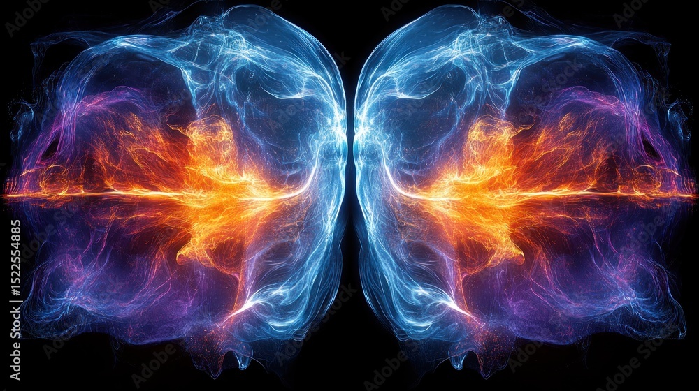 Fototapeta premium Abstract image of opposing energetic forces.