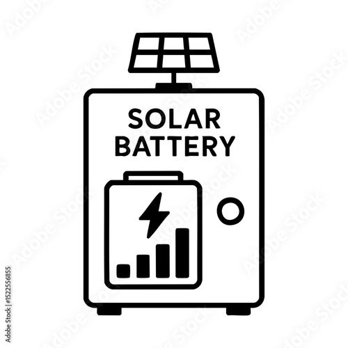 Solar Battery Icon with Charging Graph