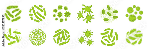 Different types of bacteria, germ and virus.